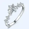 Eenvoudige S925 Zilver 50 Punten Zes Klauw Mossan Stone Ring 18K White Gold Wedding Valentijnsdag Sieraden BCA9