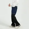 IEFB Koreanische Streetwear Fashiopn Herren Farbblock Patchwork Denim Hose Raw Edge Split Jeans Vintage Design 9Y5071 210524