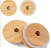 2021 70mm/86mm Friendly Mason Lids Reusable Bamboo Caps Lids with Straw Hole and Silicone Seal for Mason Jars Canning Drinking Jars Lid