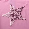 Mädchen Sets Sommer Mode Stil Kinder Kleidung Pailletten Sterne T-Shirt + Kleid 2 Stücke Kinder Kleidung 210515