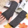 Retro Knitted Twist Fingerless Gloves Women's Stylish Hand Warmer Mittens Winter Wrist Guard Gloves