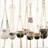 Basket Hanger Pot Hanger Tuck Net Handmade Macrame Plant Flower Pot Hanger for Wall Decoration Countyard Garden Decorations EEB4494