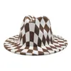 New European American Felt Jazz Fedora Hats For Men Women Winter Panama Dress Cap Retro Plaid Performance Hats