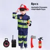 Halloween Cosplay Barn Brandman Uniform Barn Sam Fireman Rollspel Arbetskläder Kostym Pojke Flicka Prestanda Festdräkter Q0910