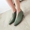 Meotina High Heels Women Pumps PU Leather Block Heels Work Shoes Fashion Pointed Toe Shoes Lady Green Spring Big Size 34-43 210608