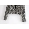 Herfst en Winter Retro All-Match Sexy Vrouwelijke Temperament Zebra Print Short Suit Jacket 210521
