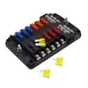 12 Way 12V Blade Fuses Block 12Circuit ATC/ATO Fuse Box Holder with LED Indicator Waterpoof Cover