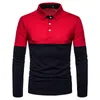 Splice Simple Men Polo Shirt Elegante Casual Slim Fit Polo Mens Daily Streetwear Uomo Polo manica lunga Camisa Masculina 2XL 210524