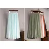 Arrival Spring Summer High Waist Cotton and Linen Mid-calf Skirts Solid Preppy Style A-Line for Women 210428