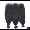 Malezyjski Dziewiczy Human Hair Yaki Kinky Proste Nieprzetworzone Remy Włosy Uwagi Double Wefts 100g / Bundle 1Bundle / Lot Mogą być farbowane Bielone DPABI
