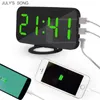 JULY'S SONG Mirror Alarm Clock Digital LED Clocks USB Phone Charging Electronic Watch Table Snooze Auto Adjustable Light 210804