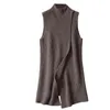 Spring And Autumn Cashmere Knitted Vest Round Neck Wool Waistcoat Women Long Loose Sweater Sleeveless Outer Wear Women's Vests