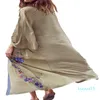 Летний хлопок вышитые цветочные свободные CAFTAN Boho Beach Bikini Cover Up Платье плюс размер одежды для женщин