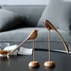 Danish wood ornaments jewelry carving en play Home Furnishing Nordic style puppet features bird 211105