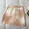 Kimutomo elegante meisjes stropdas dye mini rok lente zomer vrouwen hoge taille Koreaanse stijl zak knop A-lijn rok casual 210521