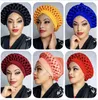 Beanie/Skull Caps Luxury African Turbans Wedding Party Headwear Nigeria Aso Oke Gele Headties Ready To Wear Headwrap Women Bandanas Cap Oliv