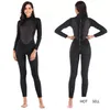 Womens Wetsuit Full 3mm Neoprene Surfing Scuba Diving Snorkeling Swimming Suit Solid Black/Grey Long Sleeve Wet Back Zipper