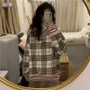 Inverno sciolto chic plaid autunno coreano scollo a V top ins Harajuku vintage BF semplice copertura moda casual donna maglione 210608