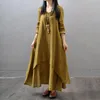 Повседневные платья 2021 летний стиль мода женские крестьянские этнические богемные хлопчатобумажные льняные с длинным рукавом цыган maxi платье