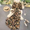 Dames Strand Tweedelige Sets Zomer Sexy V-hals Bandage Blouse Onregelmatige Fishtail Rok Outfits Dames Chiffon Floral 210602