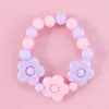 Enfant en bas âge jouer bijoux collier de perles Bracelet pour petites filles habiller semblant princesse fleur accessoires rose bleu