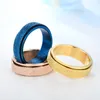 서리 낀 스피너 남자 회전 반지 골드 블랙 블루 스테인레스 스틸 링 여성을위한 결혼식 anillos bague homme