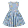 New Baby Girls Dresses Summer Dresses Kids Sleeveless Cute Umbrella Print O-neck A-line Dress Summer Princess Dresses for Girls Q0716