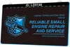 LD5146 betrouwbare kleine motorreparatie en service licht teken 3D gravure led groothandel retail