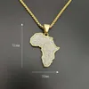 Hip Hop Rostfritt stål Klassisk afrikansk karta Hängsmycke Halsband Guldkvinnor Mäns Hip-Hop Gift Smycken