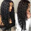Vatten våg spets fram mänskliga hår peruker 26 tums spets front peruk aliplearl hår brasilianska lockiga mänskliga hår peruker för svarta kvinnor