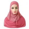 Alta qualidade tamanho médio 70 * 60 cm hijab muçulmano com laço puxar no cachecol islâmico envoltório de cabeça rezar lenços chapéu de headwear