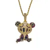 Pendentif Colliers Glacé Couleur Grenouille 18K Plaqué Or Bling CZ Simulé Diamant Hip Hop Collier Pour Hommes Charme Bijoux Femmes