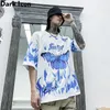 Ícone escuro Flame Butterfly Street Fashion Tirch Men Summer Crew Neck Men S Tshirt Hip Hop Camisetas 210319