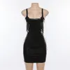 Casual Kleider Frauen Sexy Sling Einfache Feste Leder Wetlook Nachtclub Bodycon Damen Schlank Party Kurze Mini Kleid