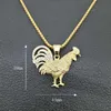 Pendants Necklace Hip Hop Bling Iced Out Gold Color Stainless Steel Cock Rooster Necklaces for Men Rapper Jewelry Accessories