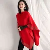Zjzll 2021 New Autumn Fashion Winter Diamonds Knit Wool Shawl Cloak Loos Plus Size Solid Woman Poncho Cape Pullover Seater H11232523230