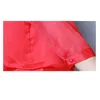 Printemps été à manches courtes en mousseline de soie Blouse femmes décontracté grande taille solide chemise col en v dames hauts Camisas Mujer 8608 50 210508