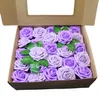 Casa Casamento Decorativo Flores Artificiais 25pcsBox PE Espuma Rosa Flores Cabeça com folhas DIY Noiva Bouquet Simulação Flor for1076630