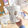 Hooks Rails Söt stor kapacitet Desktop Pen Makeup Brush Storage Bucket School Office Stationery Trash Organizer Kawaii Round Holder