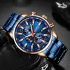 Curren Watch Men's Wristwatch with Stainless Steel Band Fashion Quartz Clock Chronograph Luminous Pointers Unique Sports Watches Q0524