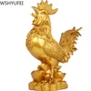 WSHYUFEI Golden Chicken Decoration Gold Plating Lucky Cock Resin Statue Living Room TV Cabinet Figurines Chinese decorations 210804