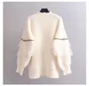 Pull et pulls pour femmes Oneck élégant tricot blanc chic pulls gaze patchwork tricot pulls velours fausse fourrure pull 210430