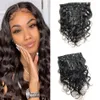 Malaysian Body Wave Remy Human Hair Extensions Clip In for Women Natural Color 8 Pieces 120g/Set Full Head Clip in Bundles