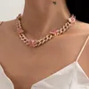 Salircon Women 's Crystal Butterfly Collar Ras 목걸이, 펑크 스타일, 럭셔리, KPOP, 라인 석, 마이애미, 쿠바 체인, 미학 보석 Q0809