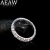 AEAW Solid 14K White Gold Round Moissanite Enternity Full Diamond Band 3mm 01ct 20ctw DF Color For Women