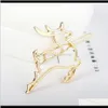 Clip Barrettes Gioielli Drop Delivery 2021 Linea semplice Figura Luna Chiave Ala Cervo Uccello Coniglio con placcato oro o argento per le donne Fermaglio per capelli G