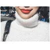 Autumn and Winter Turtleneck Long Sweater Soft Milk Blue Mink Pullover Knitting Loose Red White Warm Jumper Knitwear Dress 210527