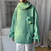 Mens Fashion Hoodies Hiphip Frog Hooded Sweatshirts Casual Solid Color Autumn Pullovers 2021 Womens Trackshirts