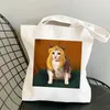 Retro litterära damer kanfas tote bag kvinnor casual shoppingkassar återanvändbar hand ulzzang hajuku shopper högsta kvalitet