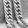 Brand Men's Cool Hip Hop Style Silver Aço inoxidável Link duplo Bling Chain de colar pesado largo 21mm18 "-40" Cadeias Morr22